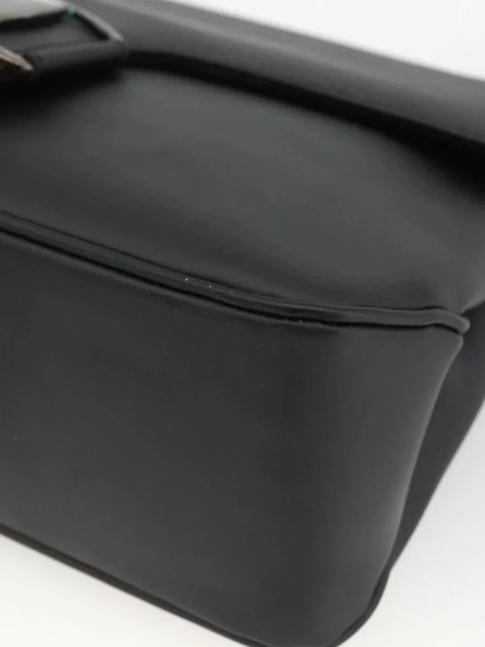 Salvatore Ferragamo Vala Shoulder Bag PVC Canvas Black Silver Auth gh1939